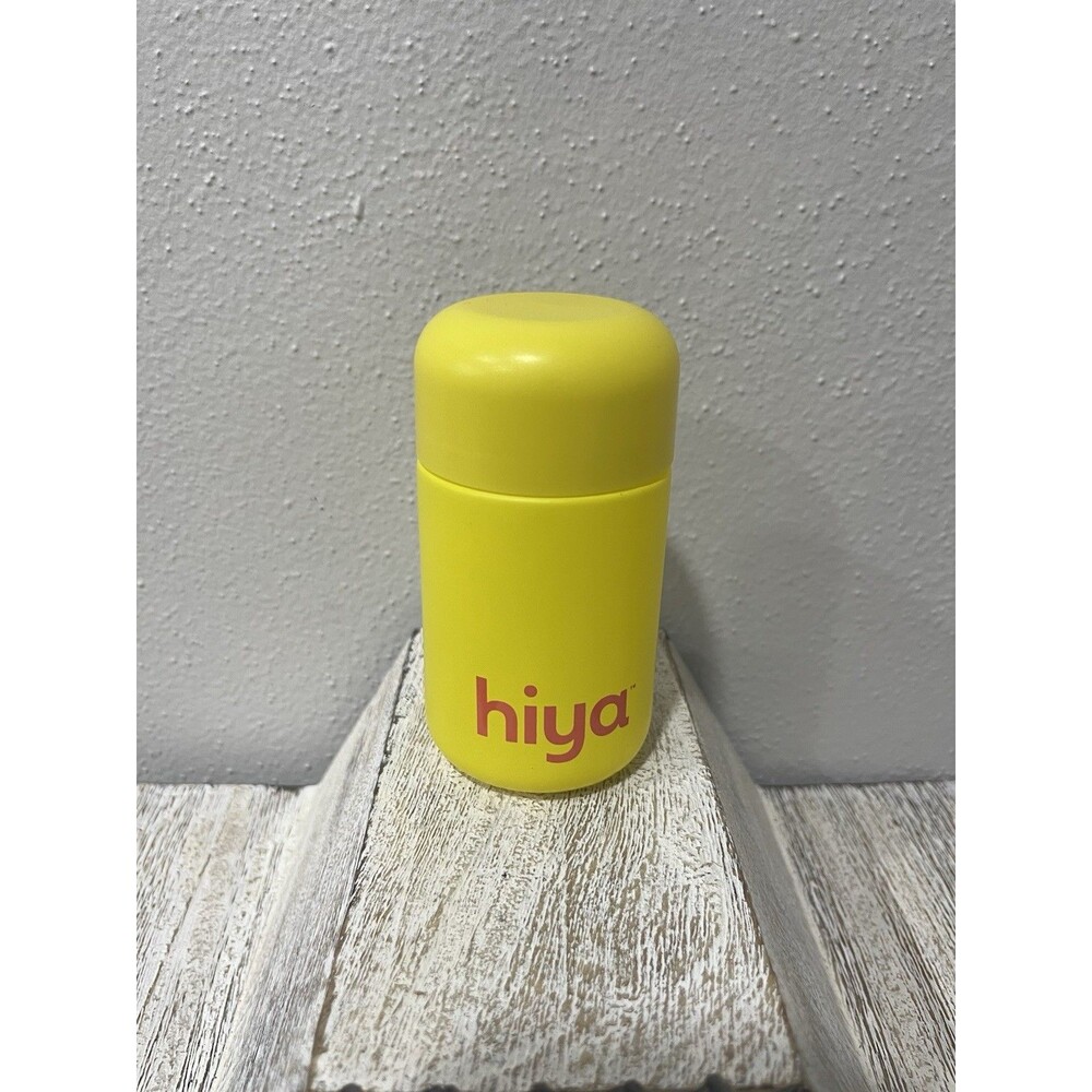 Hiya Kids Vitamin Bottle Container Yellow Reusable Refillable Glass Jar EMPTY